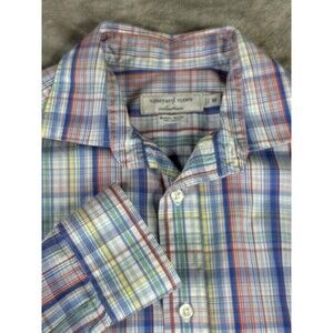 Vineyard Vines Baron Shirt Mens Medium Plaid Long Sleeve Blue Red Yellow‎ Cotton